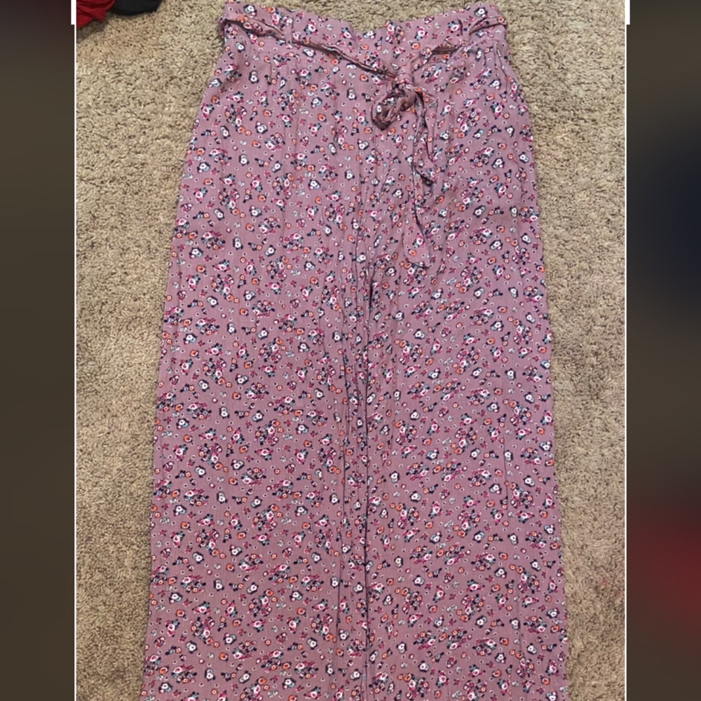 Wide leg floral high waisted pants